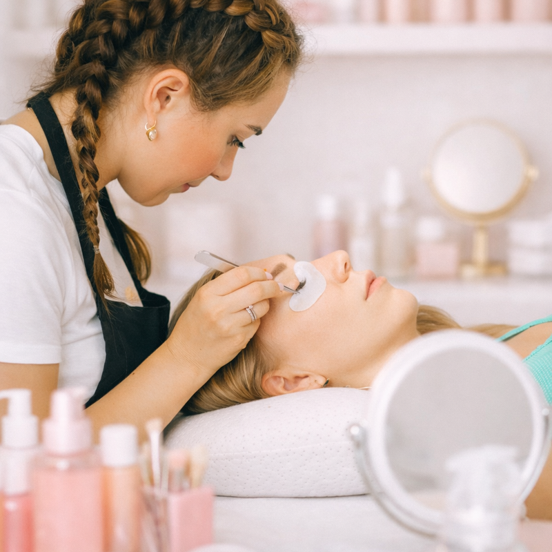 An image of a lash artist's salon, starting a lash business.